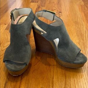 Green Suede Michael Kors Platform Wedges